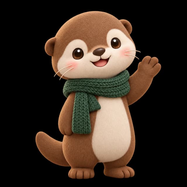 Pip the otter waving